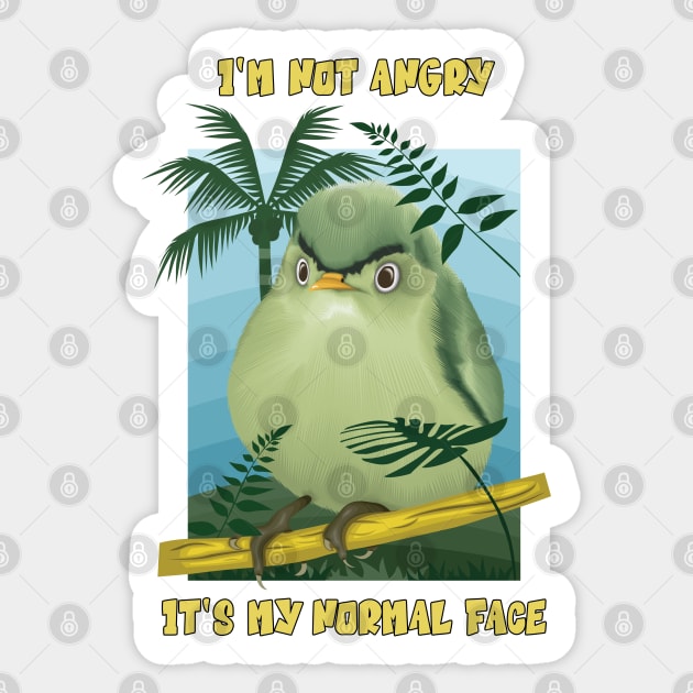 "I'm not angry! It's my normal face" Artwork for an angry funny bird Sticker by Ghean